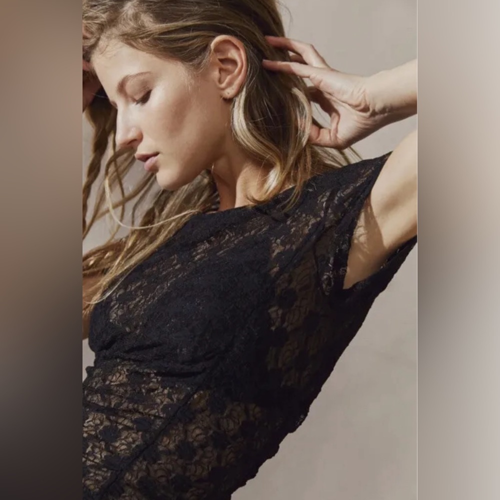 Free People NWOT Keep it Simple Lace Baby Tee - Picture 3 of 10